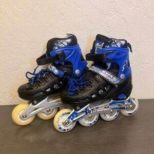 Scale Sports Kids Adjustable Inline Skates, Size 4-6 Black and Blue Rollerblade